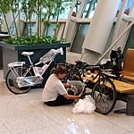 bubble wrapping bikes at airport